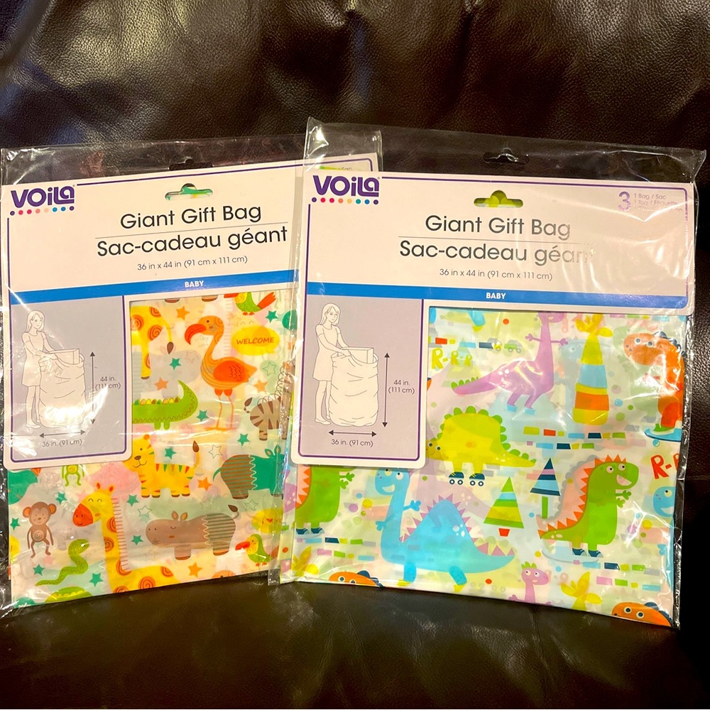 2~Voila Giant Gift Bag 36in x 44 in ( 91cm x 111cm )  New Baby Animals